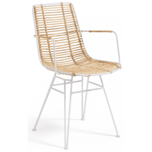 Ashanti spisebordsstol i metal og rattan H79 cm - Hvid/Natur