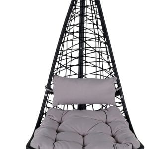 Edinburgh, Udendørs hængestol, rattan by Venture Design (H: 205 cm. x B: 132 cm. x L: 130 cm., Sort/Grå)