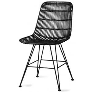 Spisebordsstol i rattan og metal H80 cm - Sort