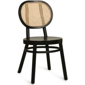 Spisebordsstol i sunkaitræ og rattan H85 cm - Sort/Natur