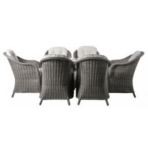 Fior Loungesæt med 6 stole i rattan og polyester - Grå/Lysegrå