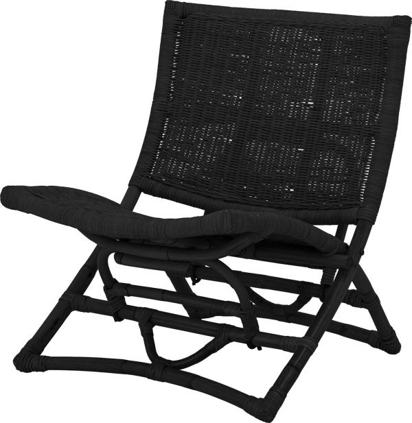 Bloomingville - Baz Loungestol - Sort - Rattan Flet