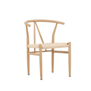 VENTURE DESIGN Alfons spisebordsstol, m. armlæn - beige rattan og natur stål