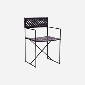 Stol, HDOscar, Sort - Black / Rattan , Frame: Wrought iron / l: 50 cm, w: 45.5 cm, h: 80 cm