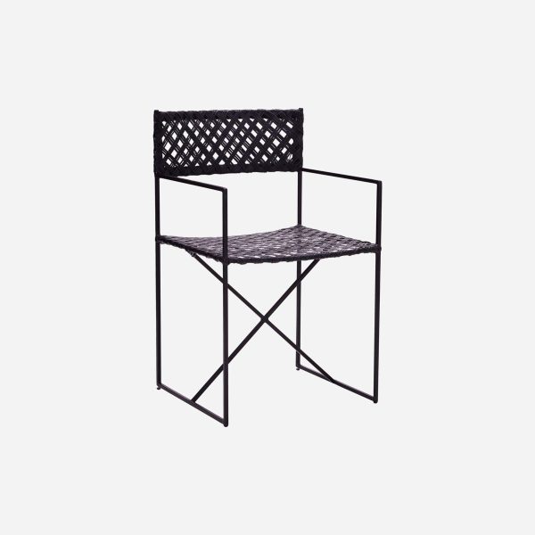 Stol, HDOscar, Sort - Black / Rattan , Frame: Wrought iron / l: 50 cm, w: 45.5 cm, h: 80 cm