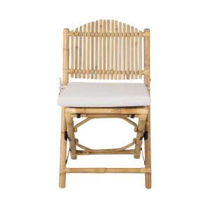 VENTURE DESIGN Cane foldestol til haven, m. hynde - grå stof, natur bambus og rattan