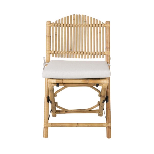VENTURE DESIGN Cane foldestol til haven, m. hynde - grå stof, natur bambus og rattan