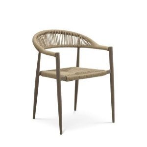 Trinidad havestol, m. armlæn - rattan og stone grå aluminium