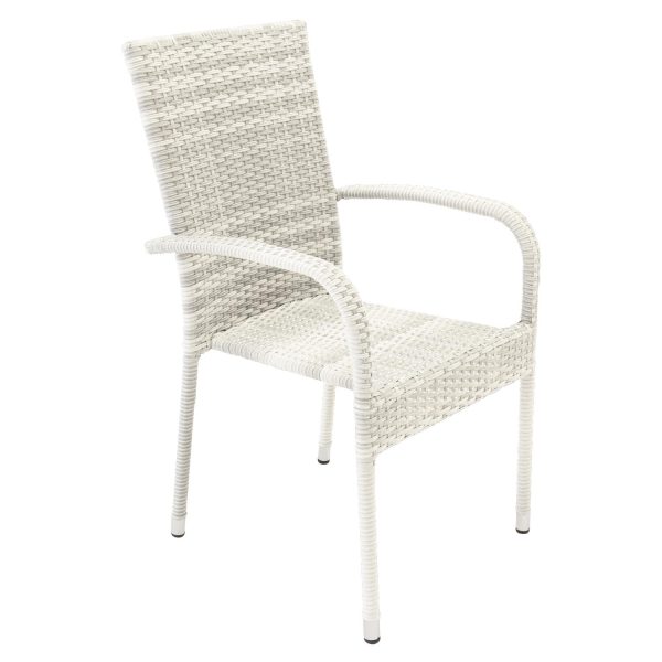 VENTURE DESIGN Anna havestol m. armlæn - hvid rattan og stål