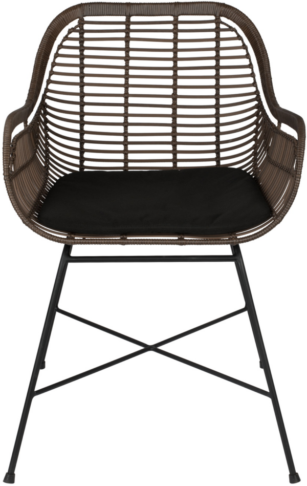 Cantik, Spisebordsstol med armlæn, Antracit, Rattan (L: 59 x H: 78,5 x B: 52 cm.)