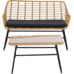 Danang, Udendørs loungesæt, Sort, Rattan (H: 80 x B: 117 cm.)