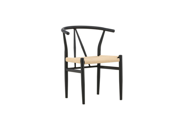 VENTURE DESIGN Alfons spisebordsstol, m. armlæn - beige rattan og sort stål