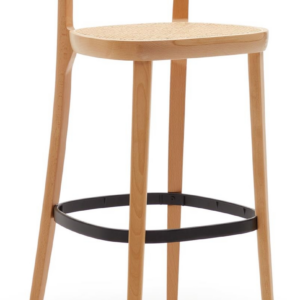 Barstol Kave Home Romane - natur rattan sæde & klarlakeret bøgetræ, 104 cm barhøjde