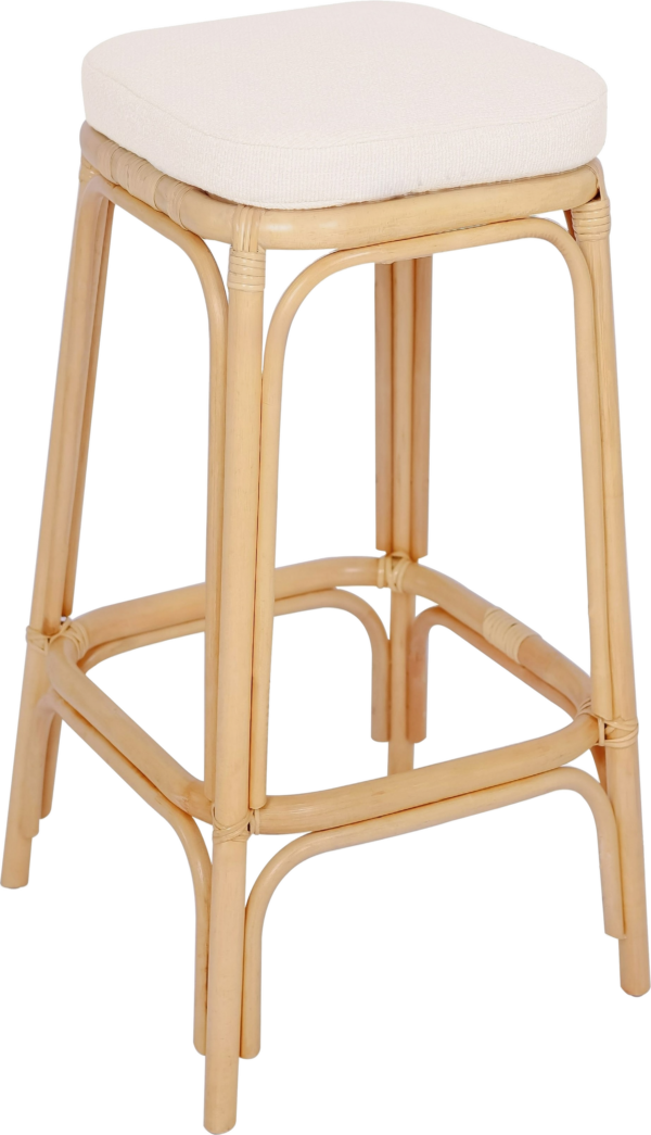 Barstol Nordlys Furniture Obira i FSC-rattan med lysebeige OEKO-TEX betræk uden samling stabelbar