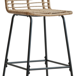 Barstol Nordlys Furniture Tabbangkok håndvævet natur rattan med mat sort metalstel H103 cm