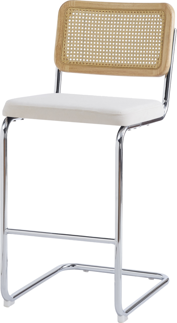 Barstol Nordlys Furniture Tabsofia rattanstol med beige polstring og sorte metalben H100 x B49 x D58 cm