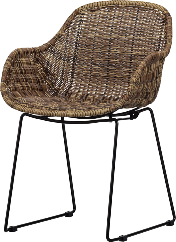 Lænestol WOOOD Willow natur - kunstig rattan & metal til inde- og udendørs brug