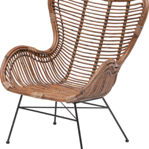 Loungestol Nordlys Furniture Jakarta natur rattan med sorte metalben H88xB73xD50