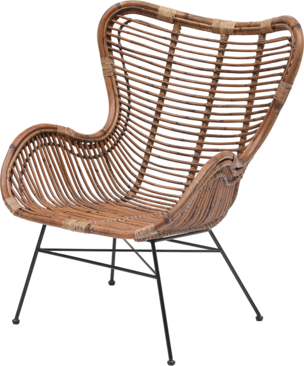 Loungestol Nordlys Furniture Jakarta natur rattan med sorte metalben H88xB73xD50