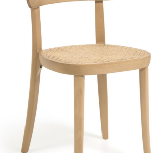 Spisebordsstol Kave Home Romane natur finértræ med rattan og nylon nordisk moderne