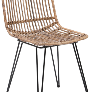 Spisebordsstol Nordlys Furniture Lumpur naturfarvet rattan med sort metalstel H82xB42xD46 cm stabelbar