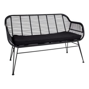 Toscana sofa i sort PE rattan og med hynde i polyester.