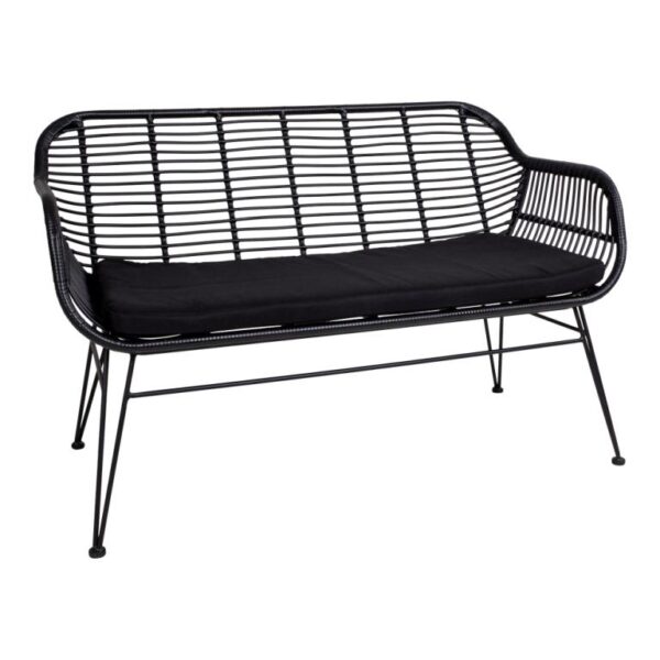 Toscana sofa i sort PE rattan og med hynde i polyester.