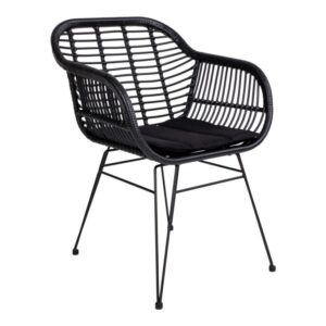 Toscana stol i sort PE rattan og med hynde i polyester.