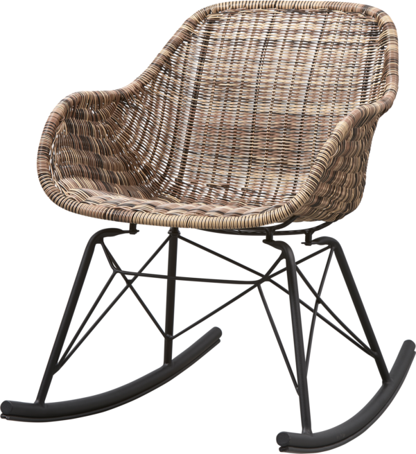 Udendørs gyngestol WOOOD Collection Minka natur i vejrbestandig kunstig rattan og metal