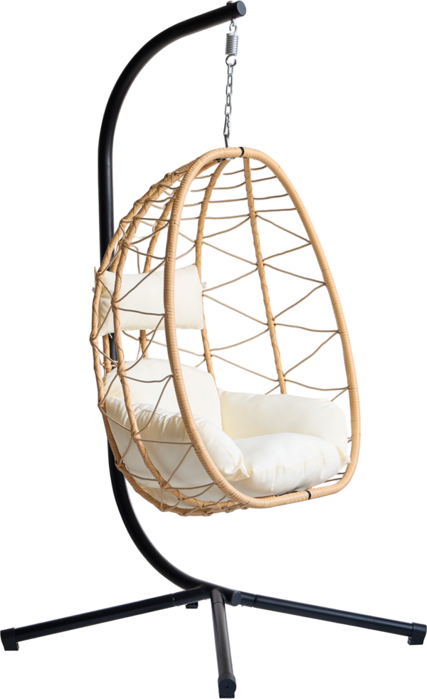 Udendørs hængestol Nordlys Furniture Venice håndflettet natur rattan med ergonomisk pude og stålstand