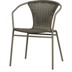Udendørs spisebordsstol med armlæn WOOOD Weston i grøn syntetisk rattan og metal H75 x B56 x D54 cm