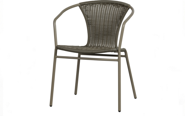 Udendørs spisebordsstol med armlæn WOOOD Weston i grøn syntetisk rattan og metal H75 x B56 x D54 cm