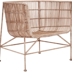 Udendørslænestol House Doctor Coon i natur rattan og sort jern H70 x B65,5 x L70 cm