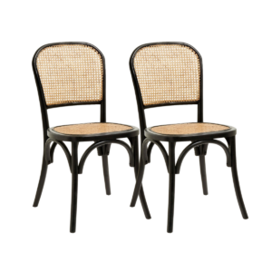 Wicky spisebordsstole med flet, sort - 2-pak