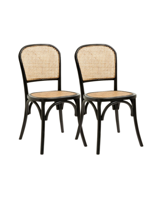 Wicky spisebordsstole med flet, sort - 2-pak