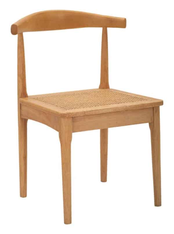 Boho chic stol, træ og rattan - 54x54x70 cm
