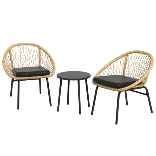 Rattan havemøbelsæt, havemøbelsæt, 2 lænestole og bord, gul