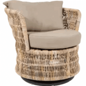 FLAMANT JOLENE Havestol med drejefod i aluminium, rattan og olefin B71 cm - Natur/Beige