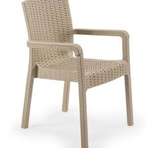 NORDVÄRK Rattan Royale spisebordsstol, m. armlæn - ørkenbeige polypropylen