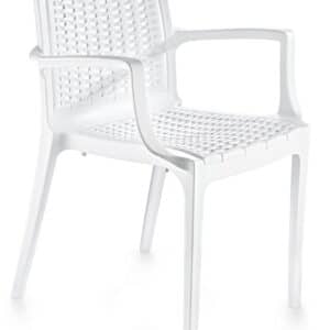 NORDVÄRK Rattan spisebordsstol, m. armlæn - hvid v2 polypropylen