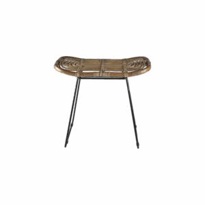 VILLA COLLECTION Sokna skammel, rektangulær - natur rattan og sort metal (53x33)