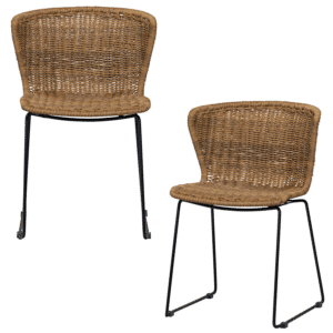 WOOOD Wings havestol - natur polyesterrattan og sort stål (sæt af 2)