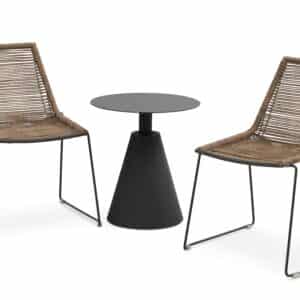 Maui cafésæt, m. 1 bord og 2 stole - rattan flet og antracitgrå metal