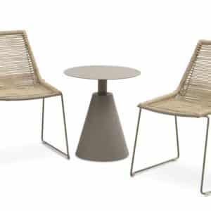 Maui cafésæt, m. 1 bord og 2 stole - rattan flet og stone grå metal