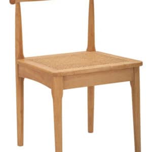 Boho chic stol, træ og rattan - 54x54x70 cm