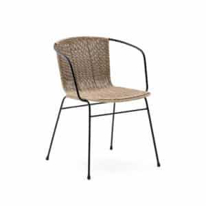 KAVE HOME Eltiera havestol, m. armlæn, stabelbar - syntetisk rattan og sort stål