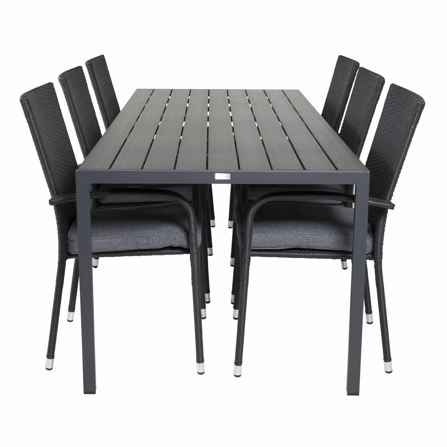 VENTURE DESIGN havesæt, m. Break bord (205x90) og 6 Anna stole, m. armlæn - aintwood/alu/rattan