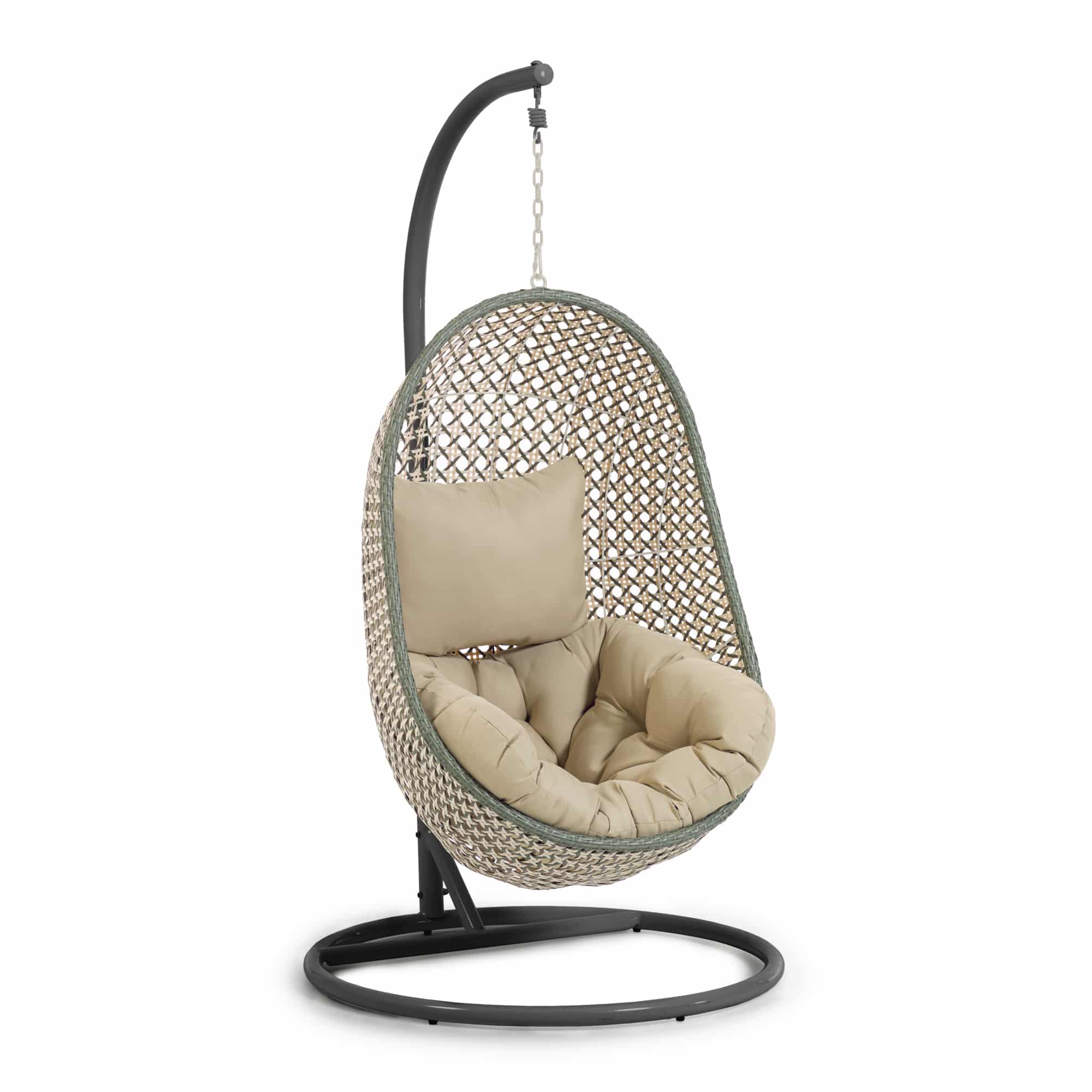 KAVE HOME Cira hængestol, m. hynder og mørkegråt stel - multifarvet polyrattan/rattan
