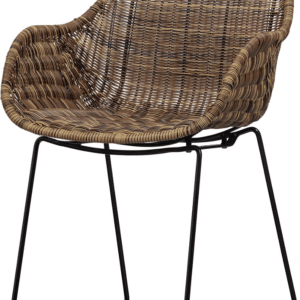 Lænestol WOOOD Willow natur - kunstig rattan & metal til inde- og udendørs brug