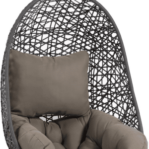 Udendørs hængestol Kave Home Florina sort polyrattan med grå hynde 120x64x86 cm